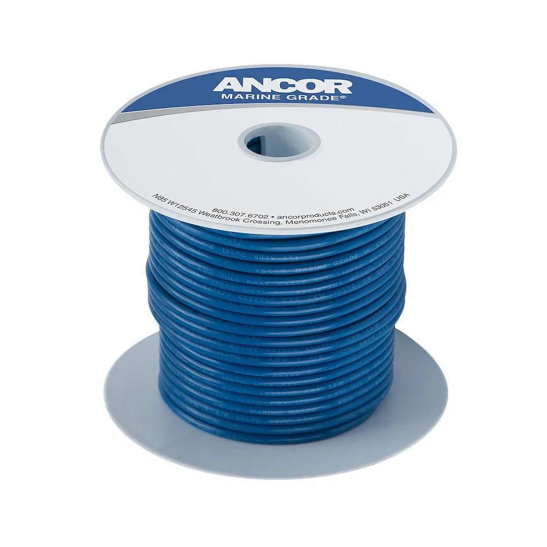 104110 – ANCOR Primary Wire, Stranded Conductor 14 Gauge Dark Blue 100 Foot Spool Tinned Copper Conductor/ PVC Insula...